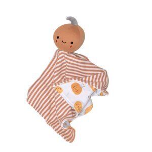 Rabbit + Bear Organic Pumpkin Stripes Lovey Security Blanket 16" X 14"